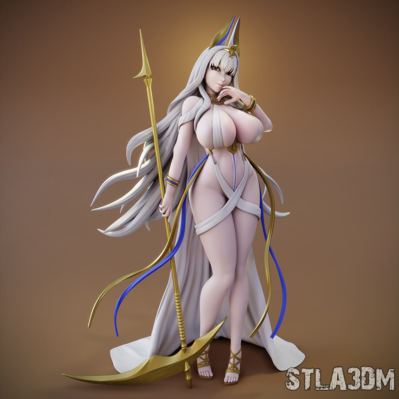 “Selene, Goddess of the Golden Spear” – Unpainted Assembly Model Kit ⚔️✨